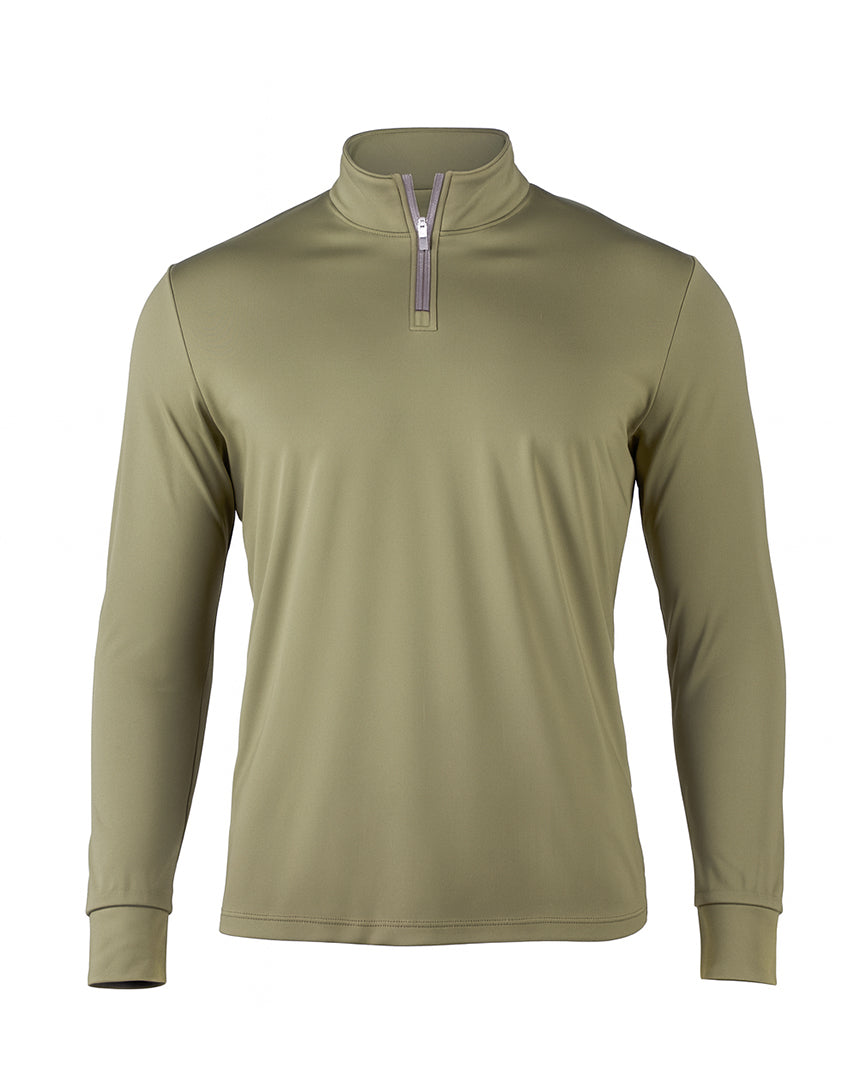 Men Half Zipper Olive Green