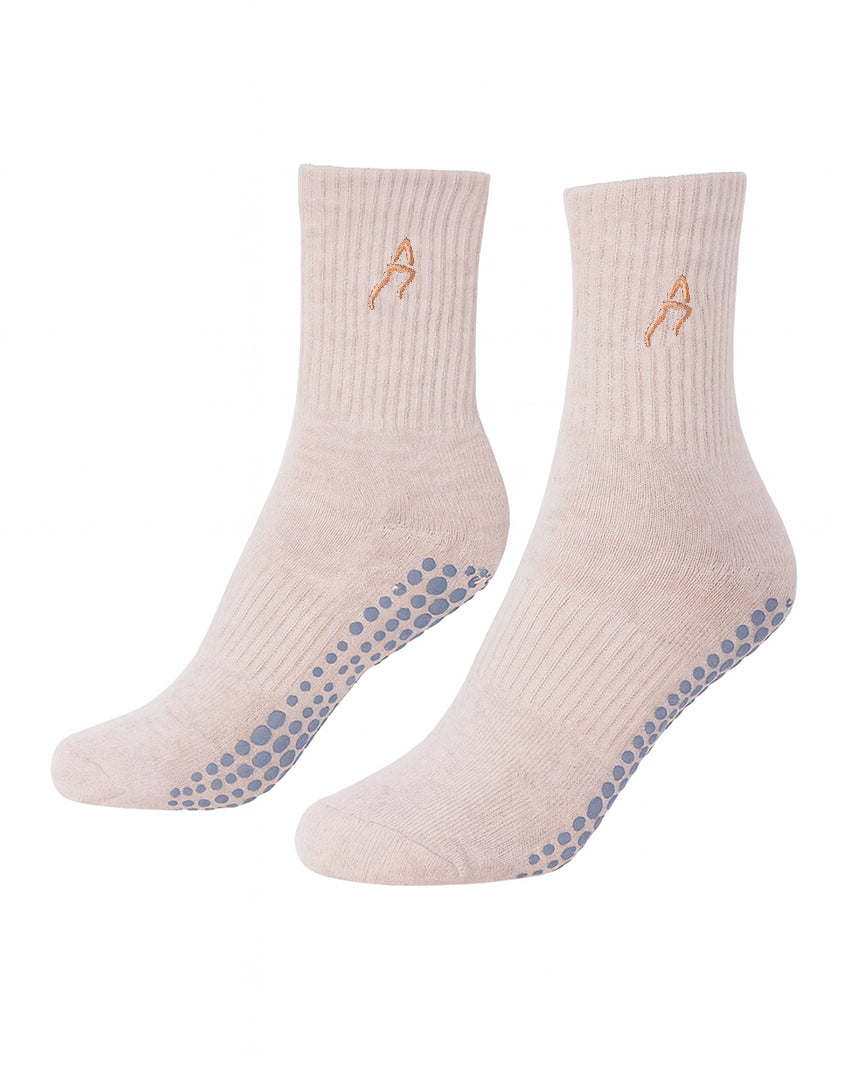 Sand Brown Grip Socks