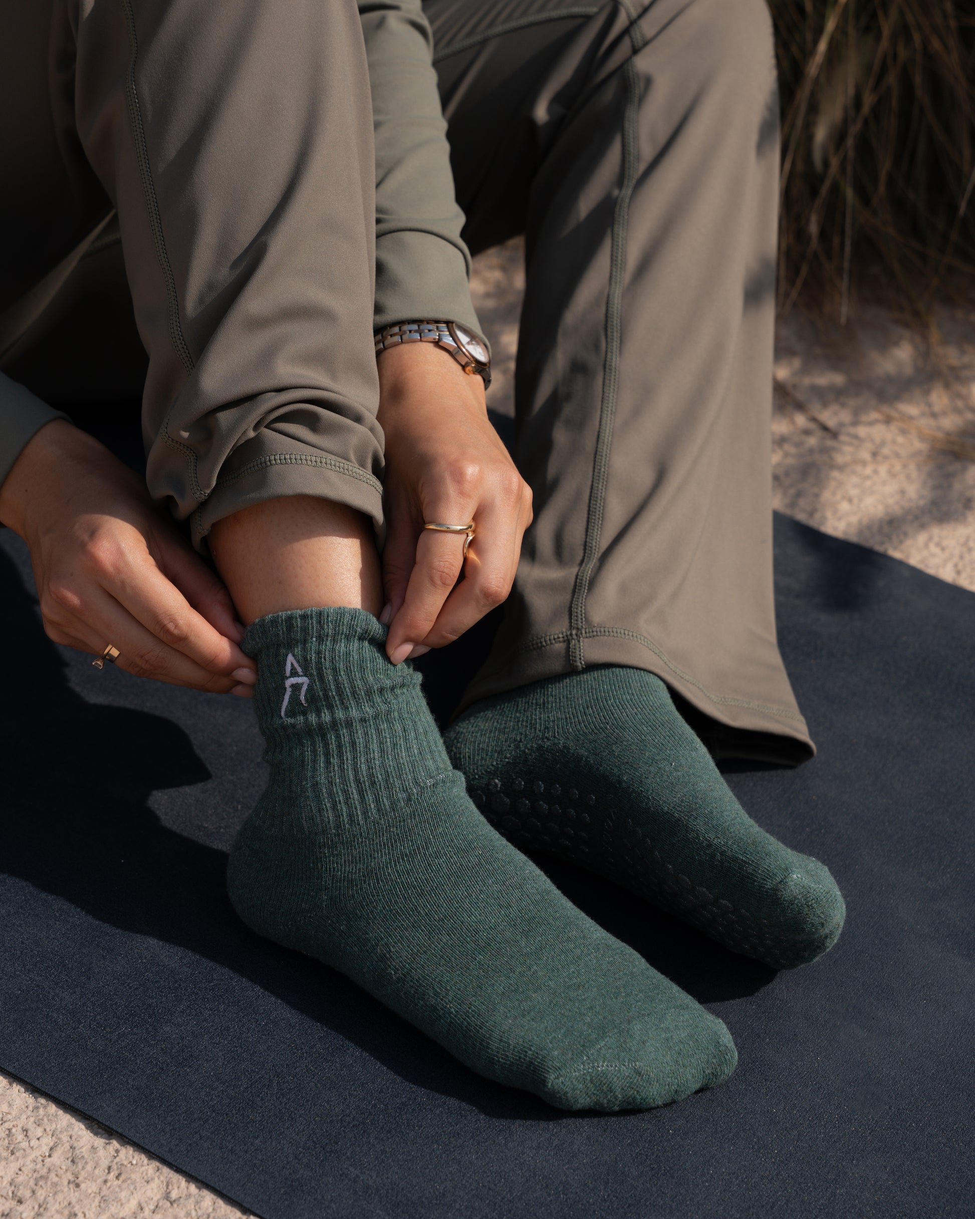 Palm Green Grip Socks