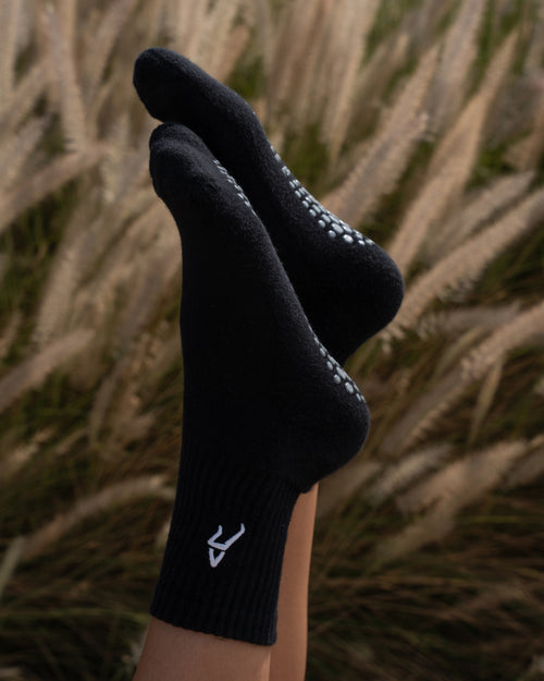 Ink Black Grip Socks