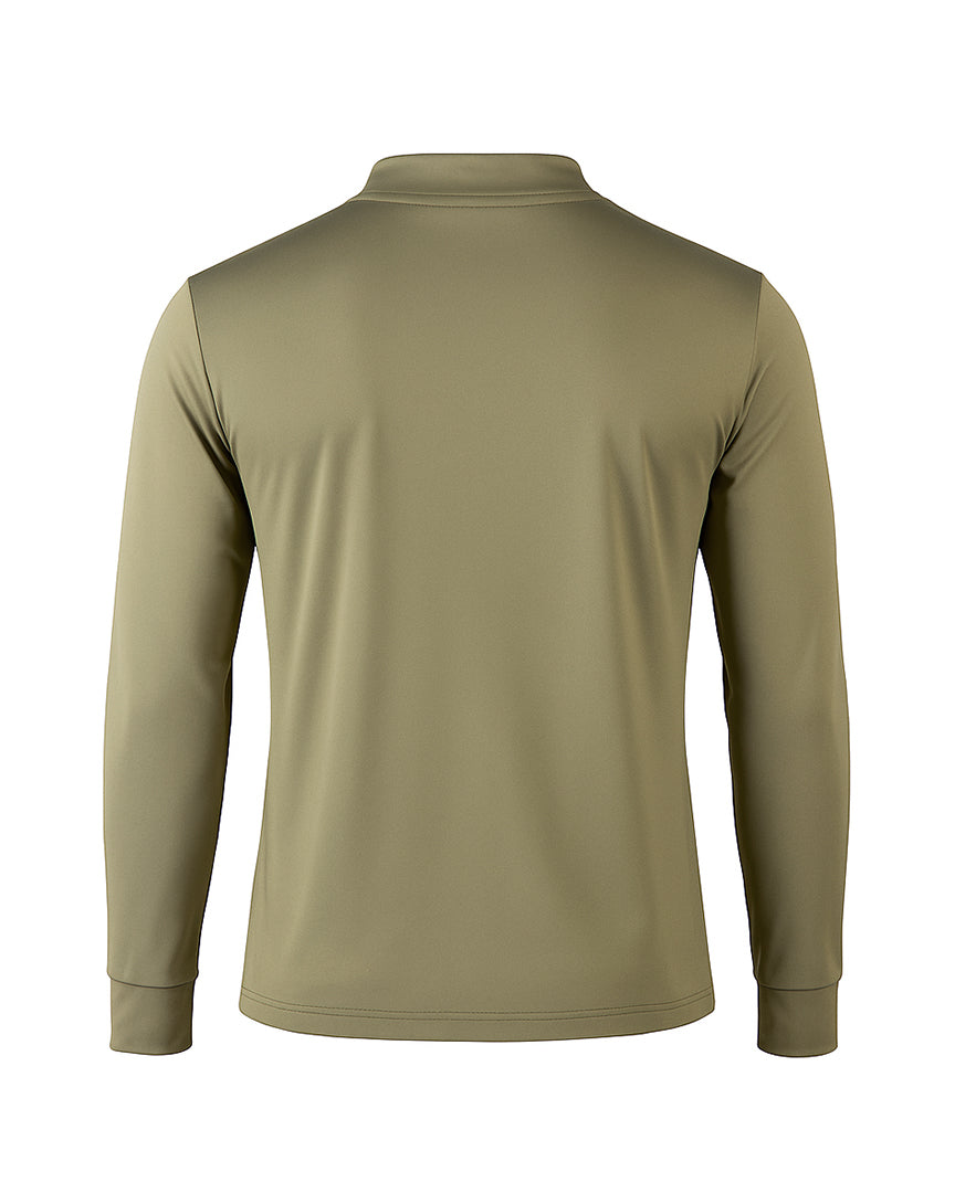 Men Half Zipper Olive Green